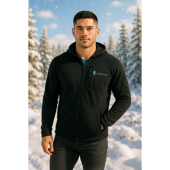 Cotopaxi Hooded Full-Zip Jacket Waffle Texture Mens Large Turquoise Logo And Pul - Picture 9 of 10